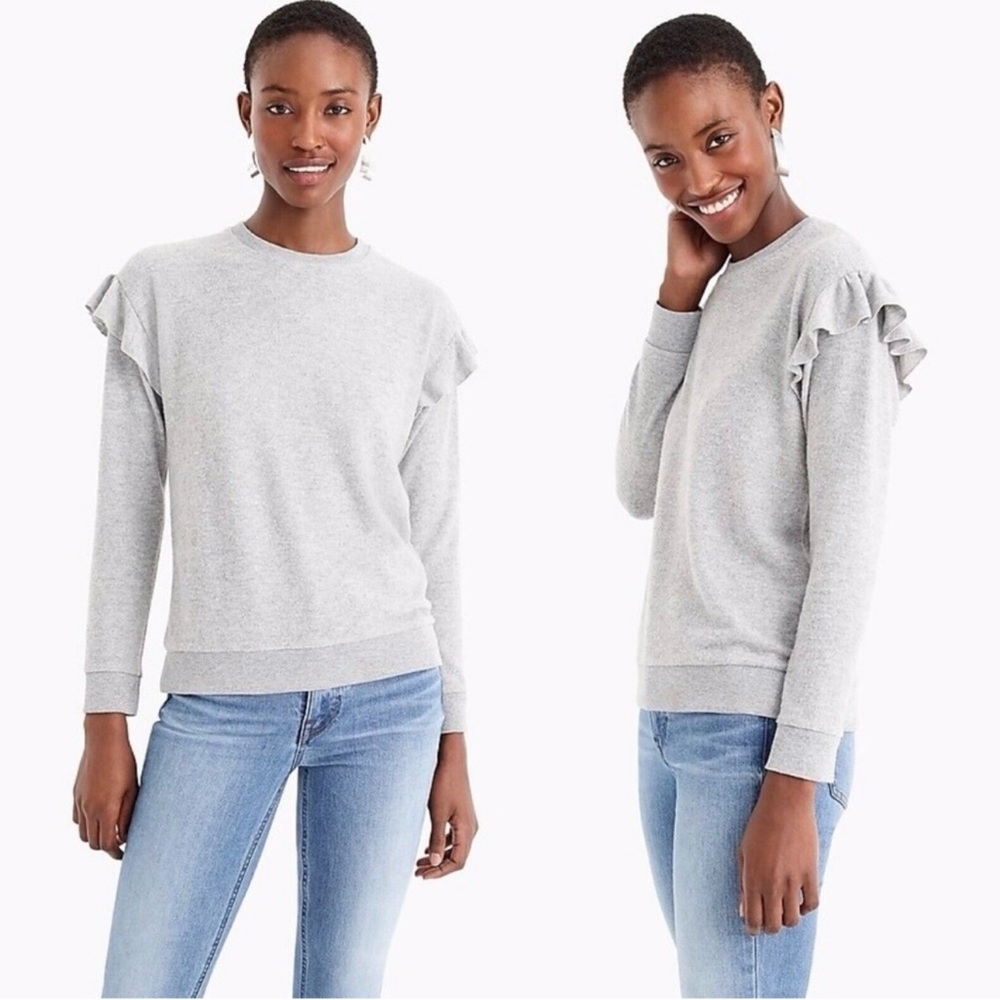 J. Crew Ruffle Sleeve Sweater Gray Size Small